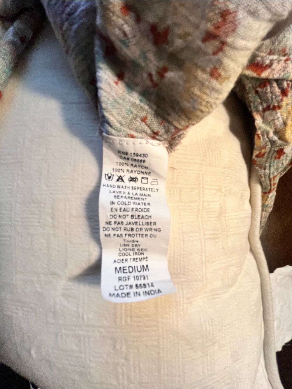 Elan Floral Peasant Blouse in Cream, Green & Brown - Picture 5 of 5